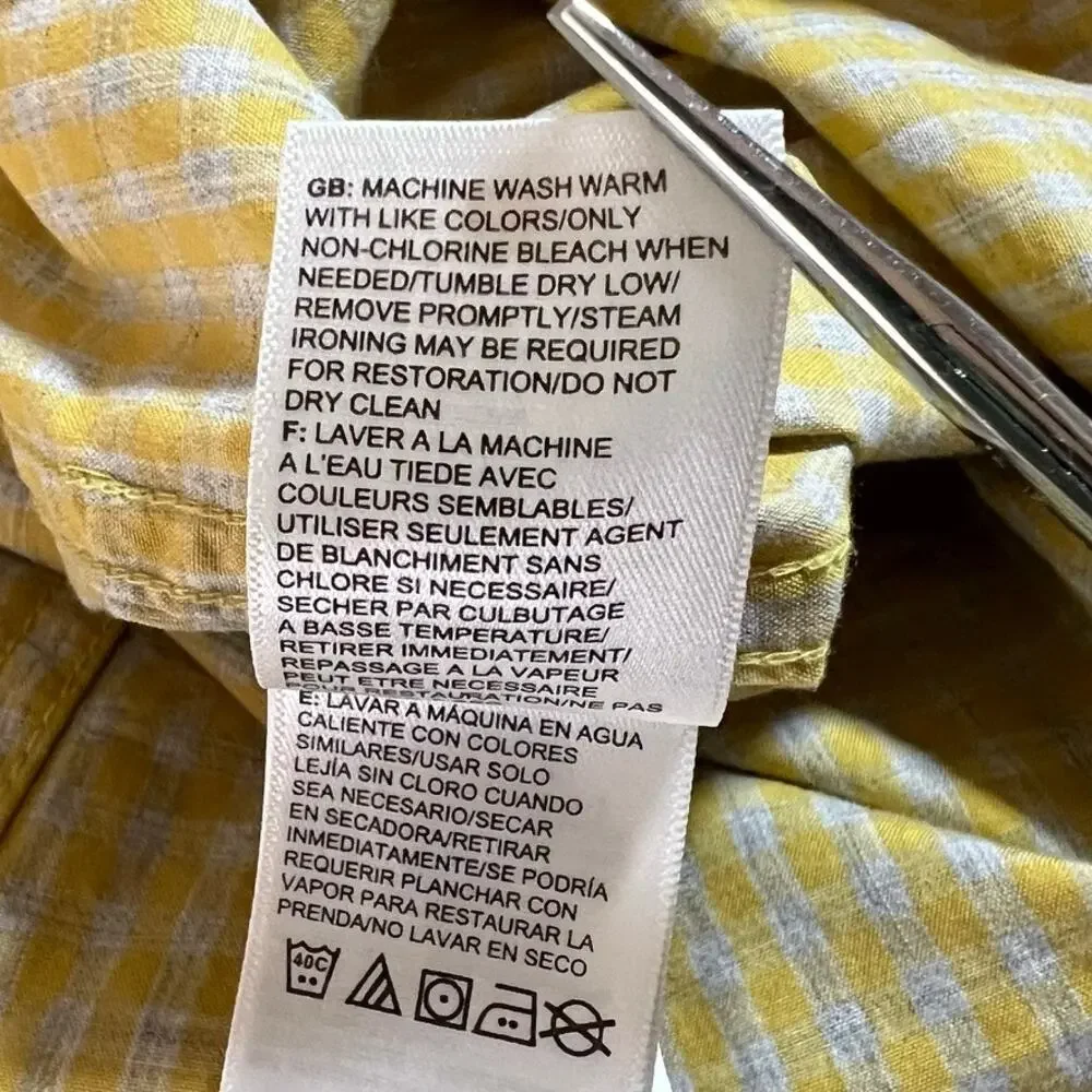 The North Face Short Sleeve Checkered Button Shirt Yellow Mens Large